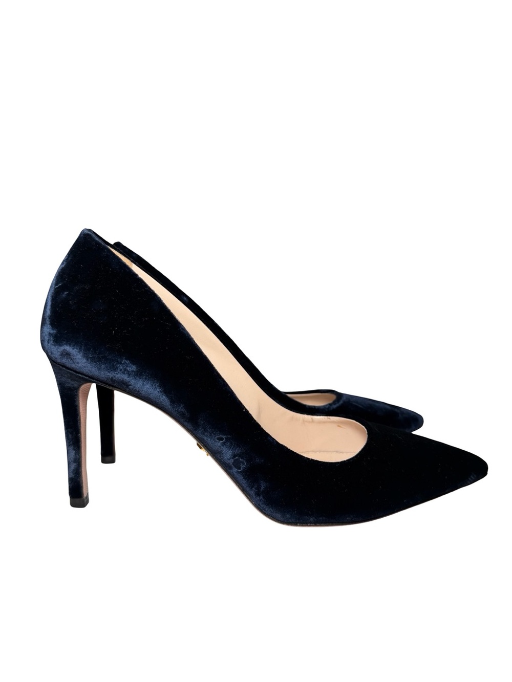 Prada Classic Women's Navy Velvet Pointed-Toe Pumps 40/ US 10